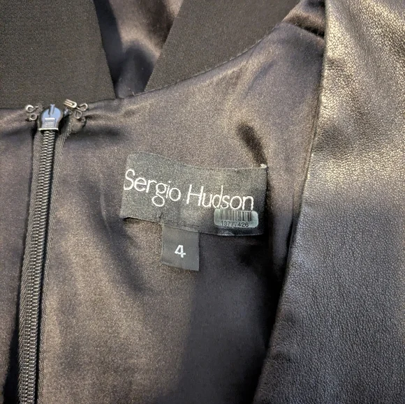 Sergio Hudson Mixed-Media Leather Cutout Body-Con Dress Black Size 4 - Picture 4 of 9